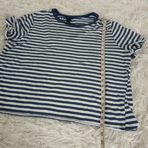 Wild Fable Striped Crop Top T-Shirt XXL Blue White Womans - Picture 4 of 5